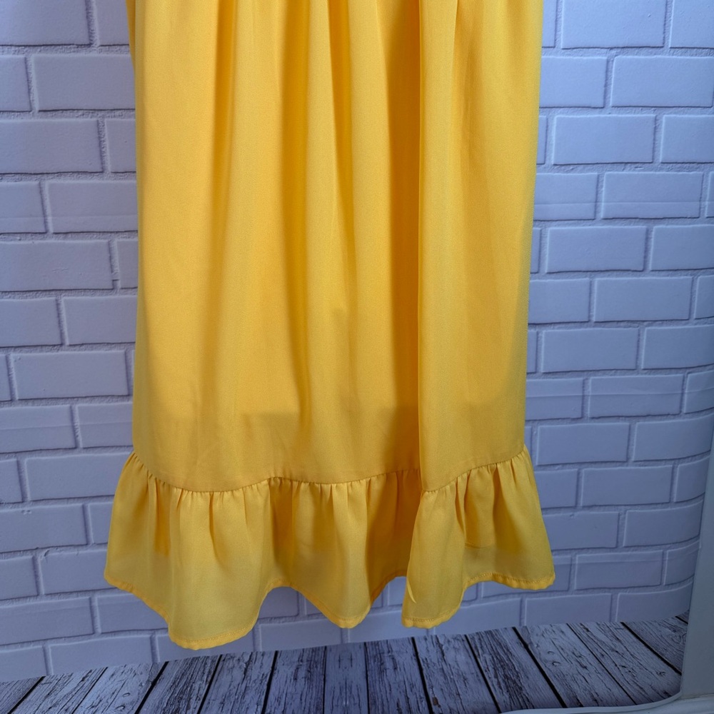Savanna Jane Yellow Embroidered Boho Tunic top Size M Flowy Ruffle Sleeve - Picture 9 of 11